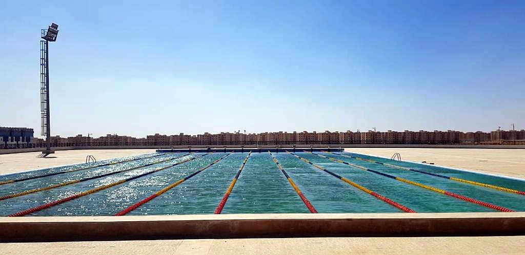 Olympic competition pool with lane dividers